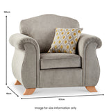 Ashwood-armchair-ochre-orange-cushions-grey from Roseland Furniture