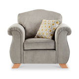 Ashwood-armchair-ochre-orange-cushions-grey from Roseland Furniture