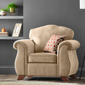 Ashwood-armchair-burnt-orange-cushions-mink from Roseland Furniture