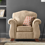 Ashwood-armchair-burnt-orange-cushions-mink from Roseland Furniture