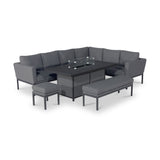 Maze Pulse Flanelle Left Handed Outdoor Rectangular Corner Dining Set with Fire Pit