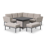 Maze Pulse Oatmeal Outdoor Corner Dining Set with Square Fire Pit