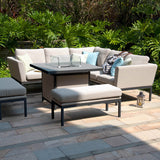 Maze Pulse Oatmeal Outdoor Corner Dining Set with Square Fire Pit