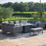 Maze Pulse Flanelle Grey U Shape Dining Set with Fire Pit from Roseland Furniture