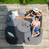 Maze Snug Flanelle Grey Outdoor Lifestyle Sofa Suite with Rising Table from Roseland Furniture