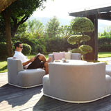 Maze Snug Lead Chine Grey Outdoor Lifestyle Sofa Suite with Rising Table from Roseland Furniture