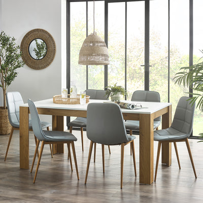 Melor 160cm Rectangular Dining Table With 4 Roscoe Chairs