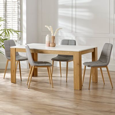 Melor 160cm Rectangular Dining Table With 4 Roscoe Chairs