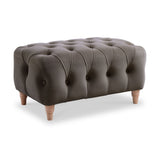 Clarence Mushroom Velvet Buttoned Footstool from Roseland Furniture