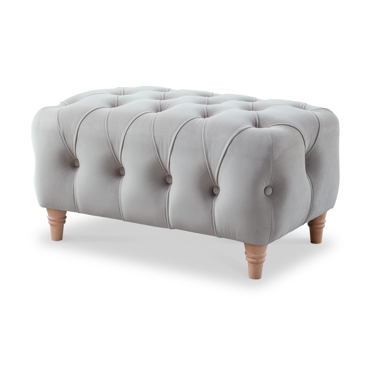 Clarence Chalk Velvet Buttoned Footstool