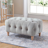 Clarence Chalk Velvet Buttoned Footstool for living room