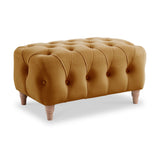 Clarence Ochre Velvet Buttoned Footstool from Roseland Furniture