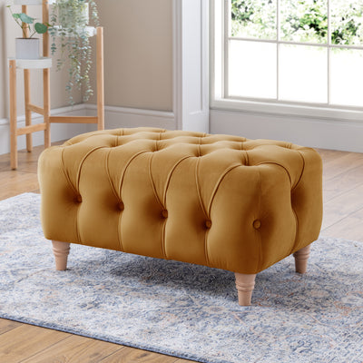 Clarence Velvet Buttoned Footstool