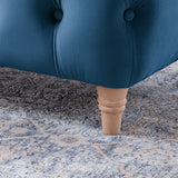 Clarence Sky Blue Velvet Buttoned Footstool