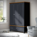 Farrow Charcoal Triple Wardrobe with Storage Drawers from Roseland Furniture