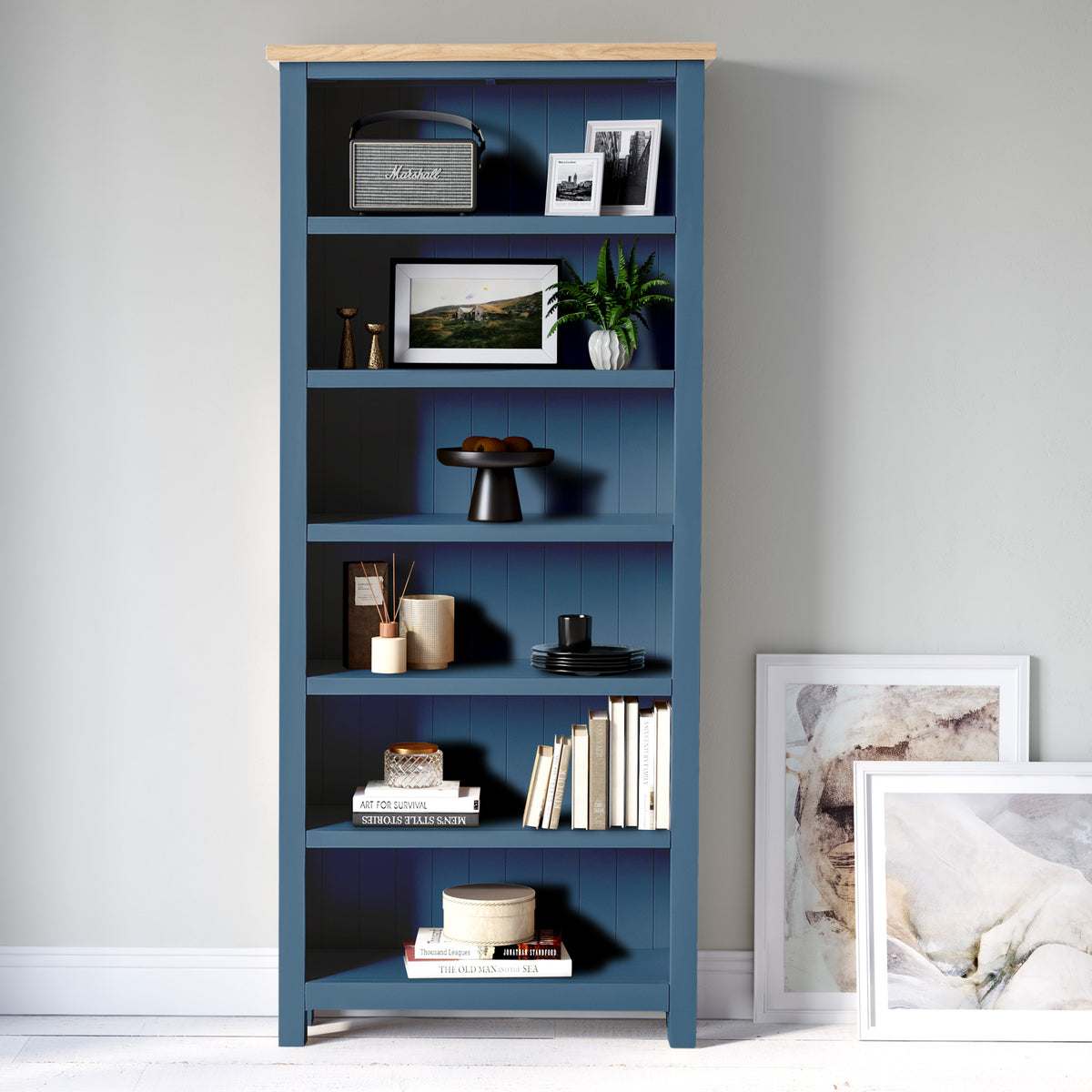 Farrow Navy Blue Large Bookcase for living room