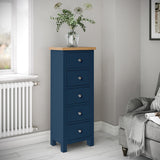 Farrow Navy Blue 5 Drawer Tallboy Chest from Roseland Furniture