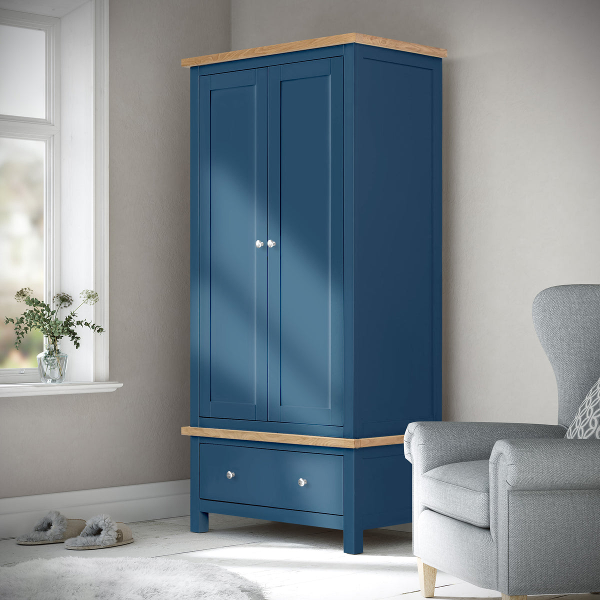 Farrow Navy Blue Double Wardrobe from Roseland