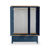 Farrow Navy Blue Triple Wardrobe with Storage Drawers