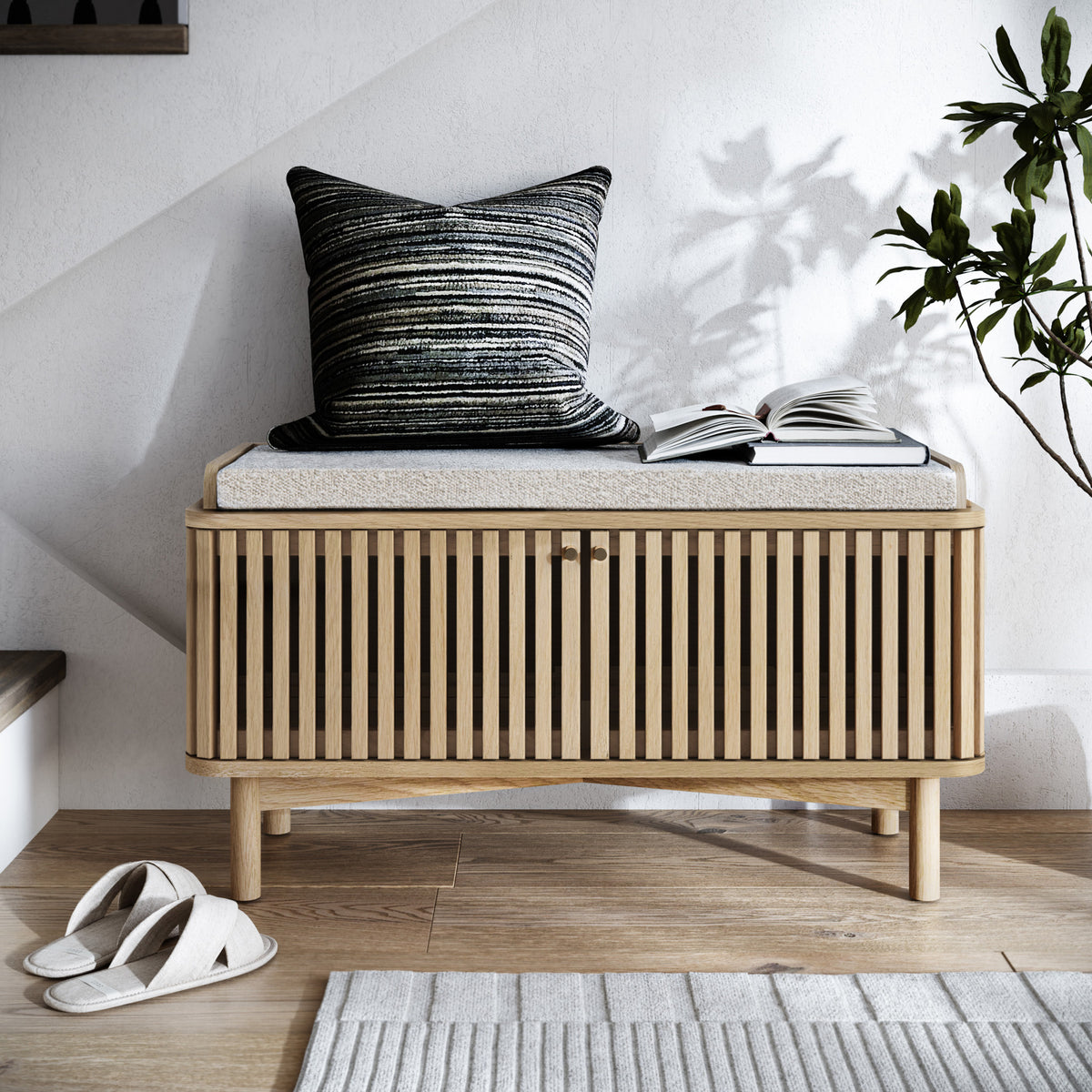 Finch Oval Slatted Storage Bench from Roseland Furniture