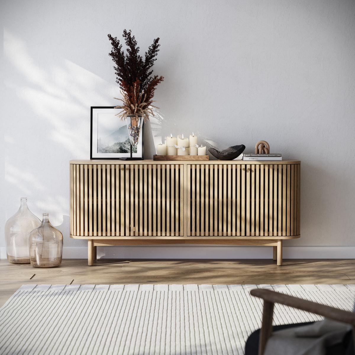 Finch Oval Slatted Large Sideboard from Roseland Furniture