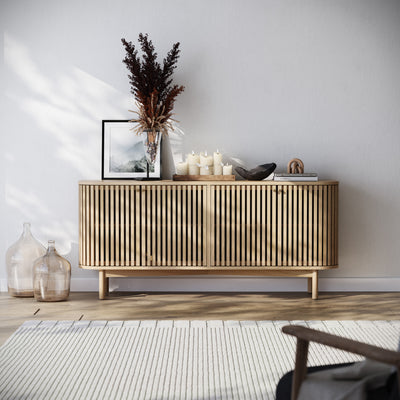 Finch Oak Slatted 4 Door Large Sideboard