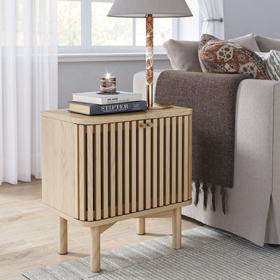 Finch Oak Slatted 2 Door Bedside Table