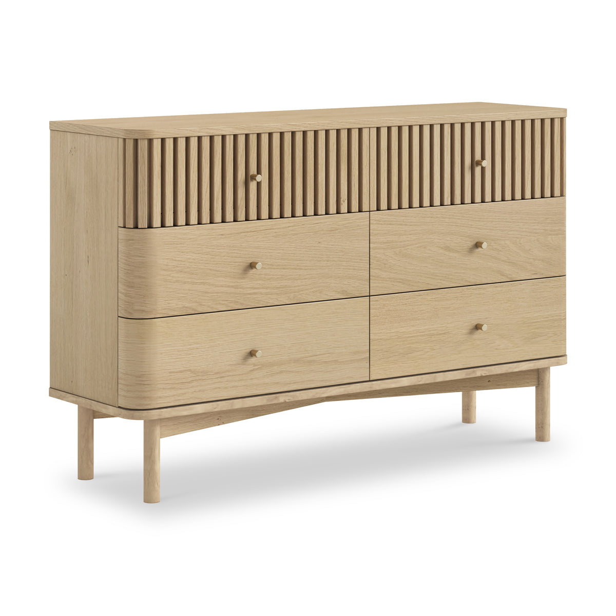 Finch Oval Slatted 6 Drawer Wide Chest from Roseland Furniture