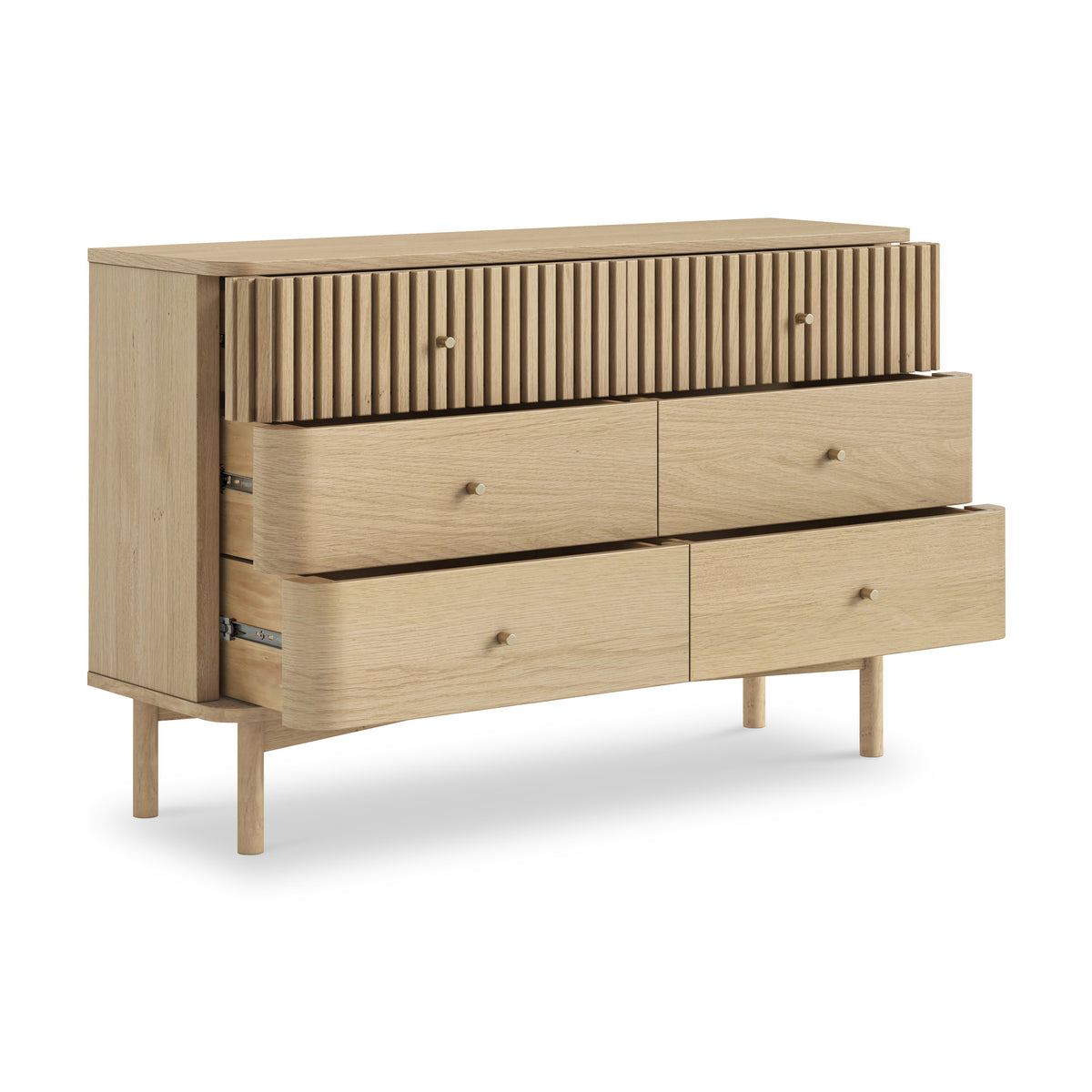 Finch Oval Slatted 6 Drawer Wide Chest from Roseland Furniture