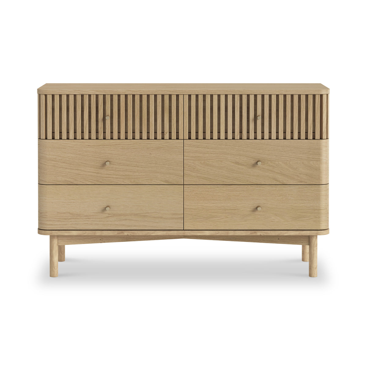 Finch Oval Slatted 6 Drawer Wide Chest from Roseland Furniture