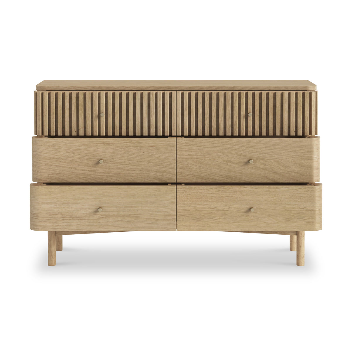 Finch Oval Slatted 6 Drawer Wide Chest from Roseland Furniture