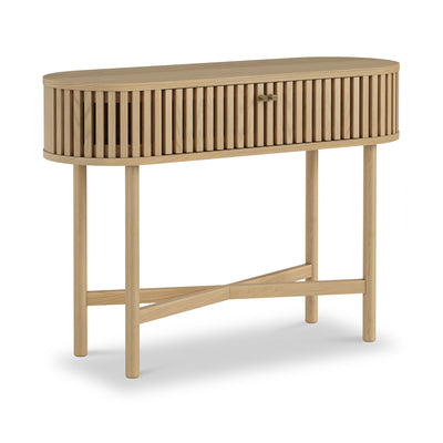 Finch Oak Slatted Oval Console Table