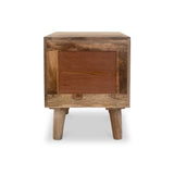 Enzo Geometric Mango Wood 2 Drawer Bedside