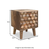 Enzo Geometric Mango Wood 2 Drawer Bedside