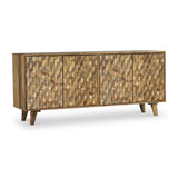 Enzo Geometric Mango Wood 4 Door Sideboard from Roseland Furniture