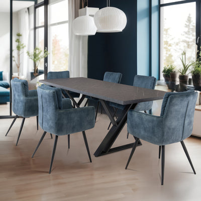 Asta 180cm Grey Marble Look Extending Dining Table