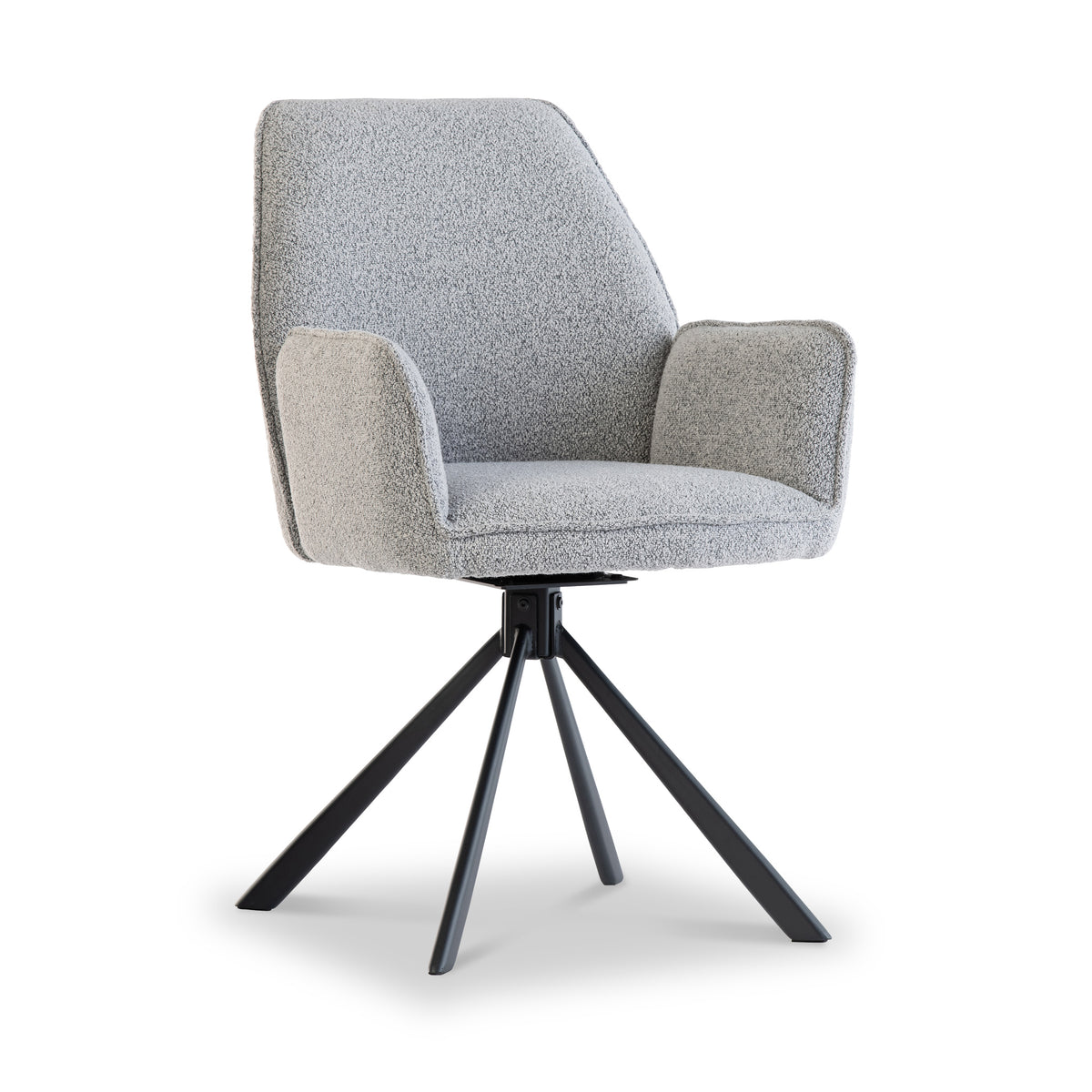 Tora-Boucle-Swivel-Dining-Chair-Grey from Roseland Furniture