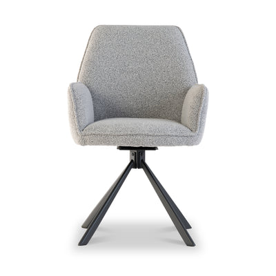 Tora Grey Boucle Swivel Dining Chair