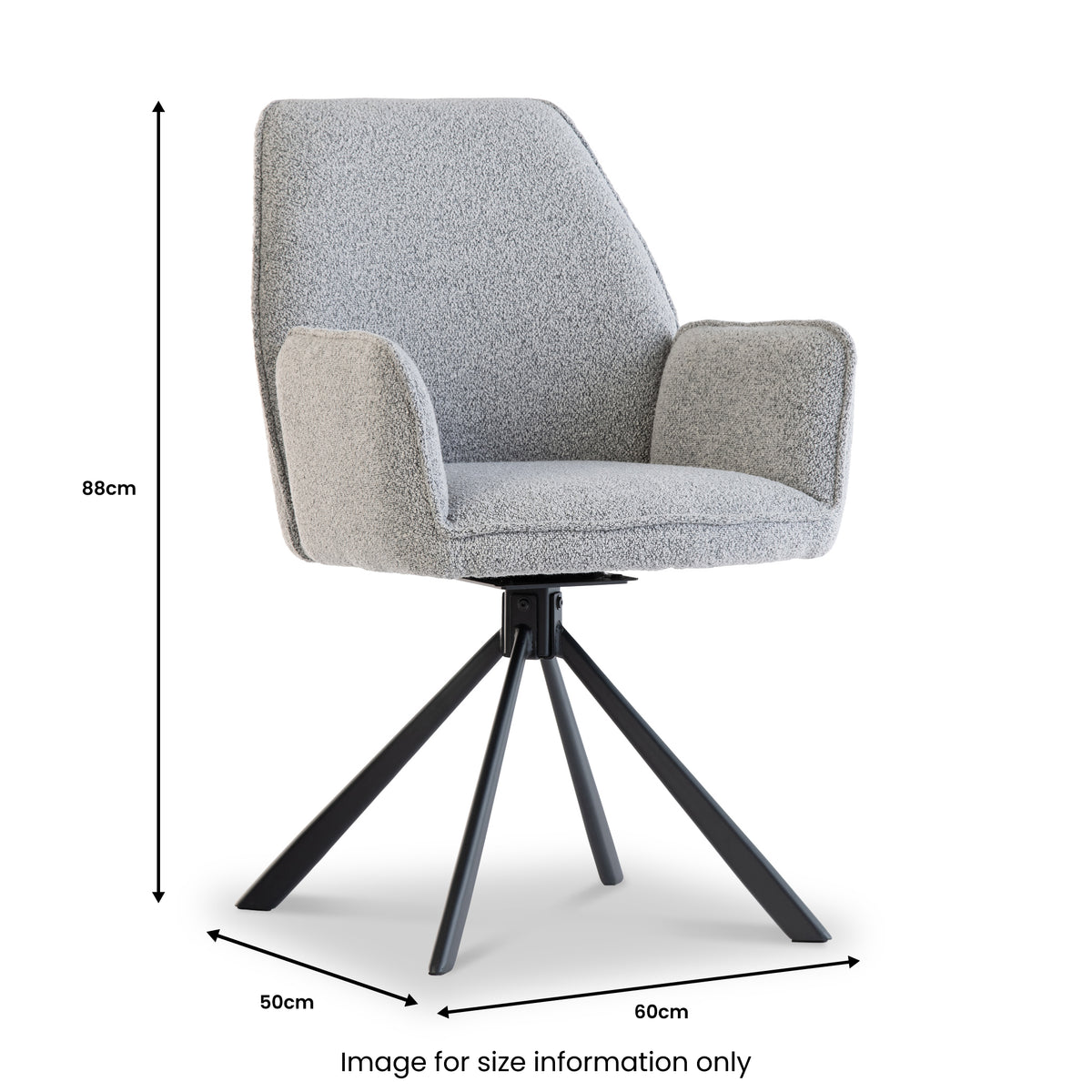 Tora-Boucle-Swivel-Dining-Chair-Grey from Roseland Furniture