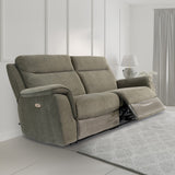 Weston Moss Green Fabric Electric Reclining 3 Seater Couch for living room