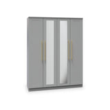 Bramham Grey Tall 4 Door 2 Mirror Wardrobe by Roseland Furniture