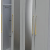 Bramham Grey Tall 4 Door 2 Mirror Wardrobe by Roseland Furniture