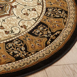 Holden Black Cream Oriental Stain Resistant Circular Rug