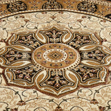 Holden Black Cream Oriental Stain Resistant Circular Rug