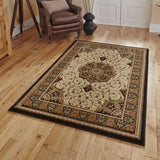 Holden Black Cream Oriental Stain Resistant Rug for living room