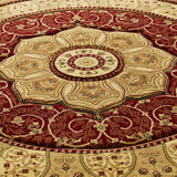 Holden Red Oriental Stain Resistant Circular Rug