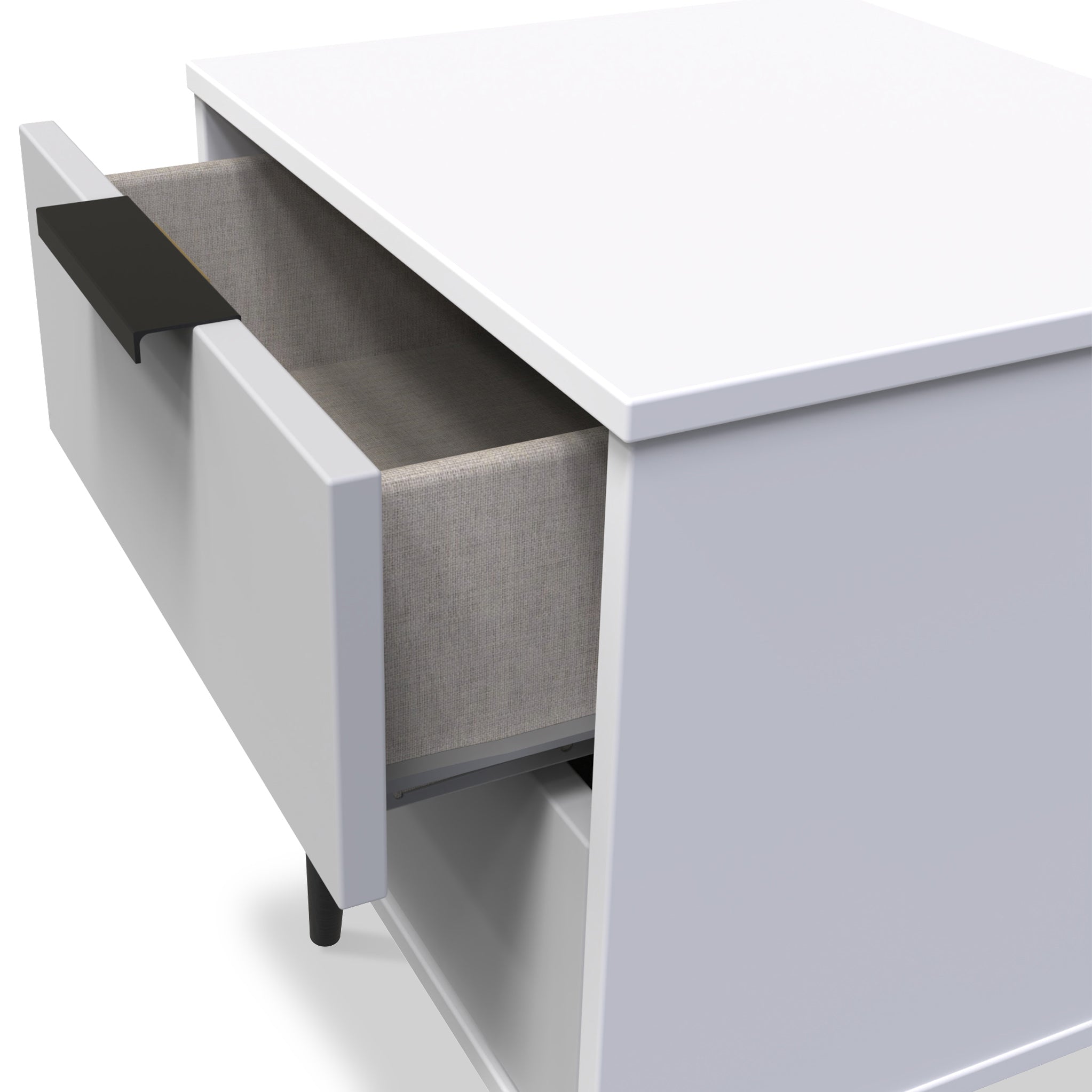 Lexi white high gloss deals 2 drawer bedside table