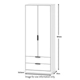 Asher White 2 Door 2 Drawer Double Wardrobe dimensions