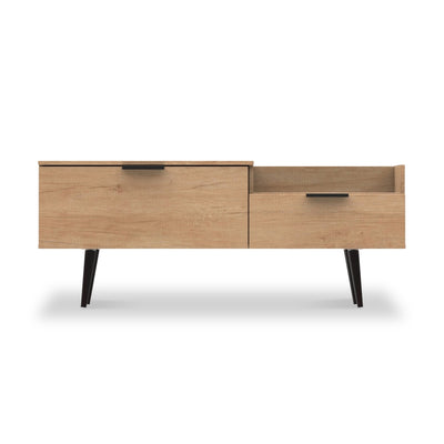 Asher Light Oak TV Console Unit with Black Legs