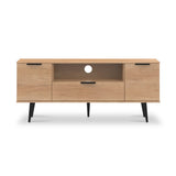 Asher Light Oak 2 Door 1 Drawer Wide TV Unit from Roseland Furniture